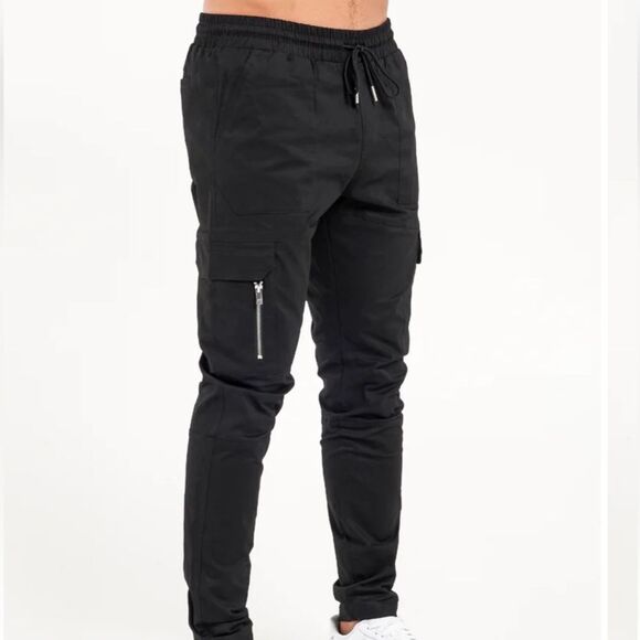 B33 INSPIRED MENS BLACK LYNDON CARGO JOGGER 30x32 - Picture 1 of 16